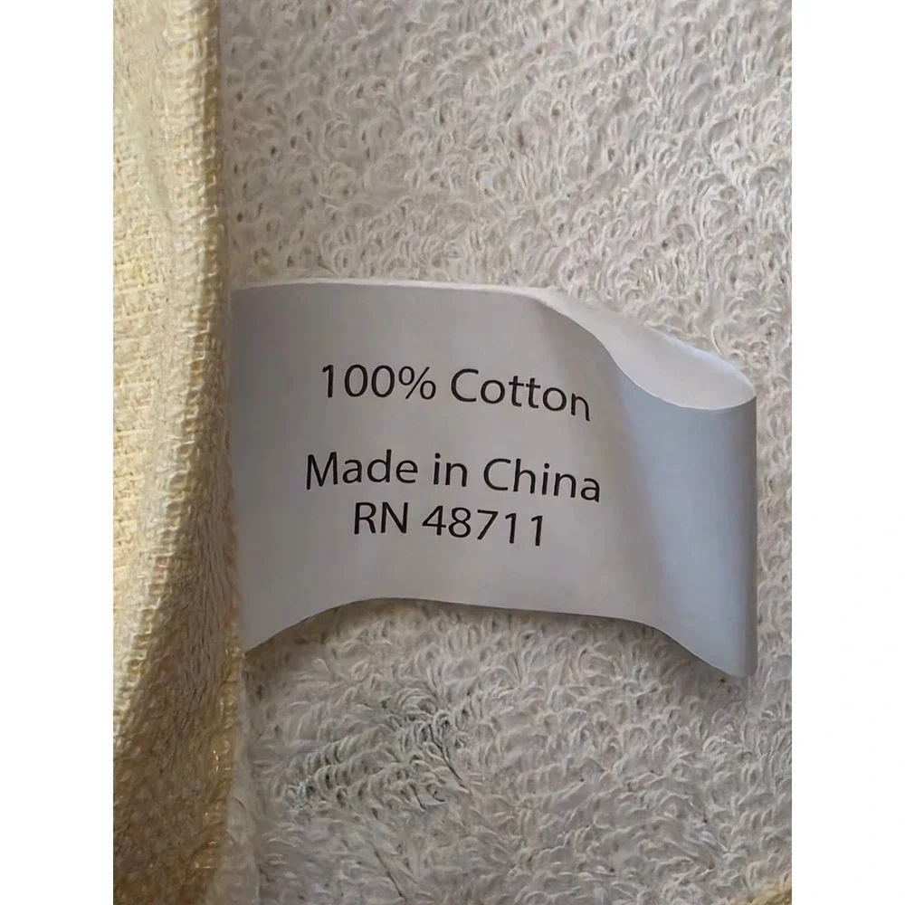 Floral Cat Hand Towel Yellow White Cotton Terry Cloth Cottagecore RN 48711